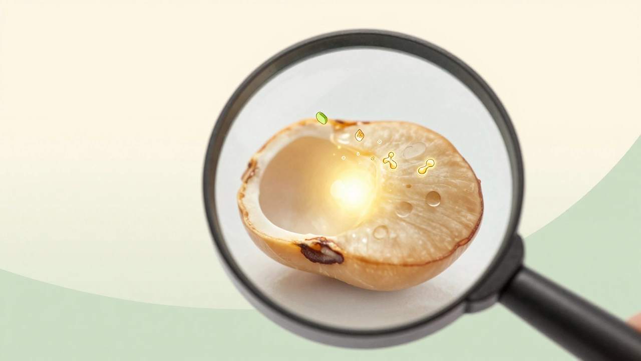 Magnified view of a lentil absorbing water, with nutrients becoming available.