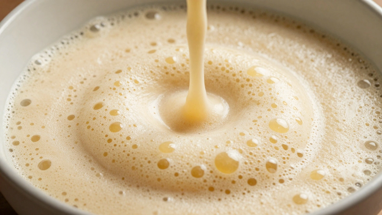 Close up of aerated batter with honeycomb structure