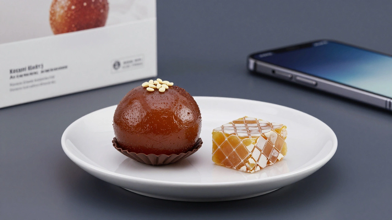Modern fusion Indian sweets like chocolate Gulab Jamun and Kaju Katli