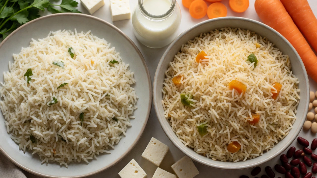 Comparison of yogurt vs milk enriched biryani textures
